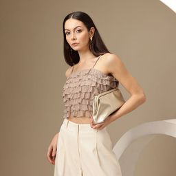 Chemistry Ruffles Scuba Crepe Crop Top-image-93