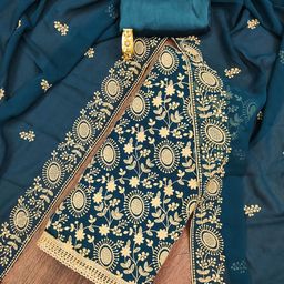 SAINOOR Embroidered Silk Georgette Unstitched Dress Material-picture-46