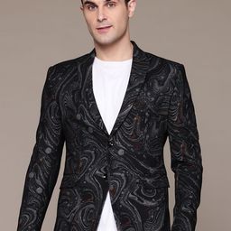 ESSAS club Abstract Print Single-Breasted Slim Fit Blazer-93