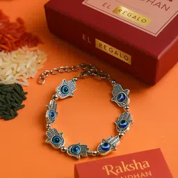 EL REGALO Turquoise Evil Eye Stone Studded Wraparound Bracelet-image-69