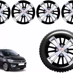 Auto Pearl CSDC20 R13 33.02 cm (13 Inch) PPress Type Wheel Hubcap with Retention Ring Glossy White Black Wheel Cover for Tata Tiago 1.2 Revotron XB (Set of 4)-image-23
