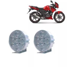 Cartronics 9 LED Small Round Auxiliary Bike Fog Lamp Light Assembly White for TVS Apache RTR 180-45