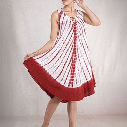 CrossKulture Women Tie and Dye Dyed Round Neck Knee Length A-Line Dress-image-8