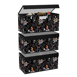 Kuber Industries Black & White 3 Pieces Printed Drawer Organisers With Transparent Lid image 5