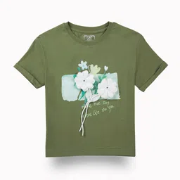 Gini and Jony Kids-Girls Graphic Printed Round Neck Short Sleeves Applique Cotton Crop Top-image-46