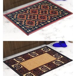 Athom Living Premium Anti Skid Doormat Pack Of 2 - Maroon & Brown-image-88