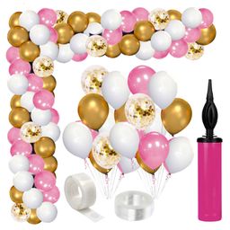 Zyozi Pink Gold Confetti Latex Balloons Arch Garland Kit - 78 Pieces-19
