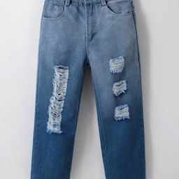 Kookie Kids Denim Full Length Washed Jeans - Blue-image-27