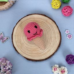 Love Crochet Art Crochet Ice Cream Soft Toys - Pink-27
