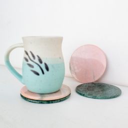 Byora Homes Marble Di-colored Coasters Set of 4 - 0.42 kgs-20