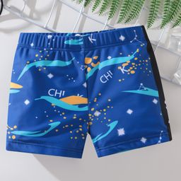 Kookie Kids Swimming Trunk with Text & Star  Print - Navy Blue-picture-15