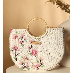 HABEREINDIA Seagrass Tote Bag | Basket Bag | Beach Bags for Women | Women Handbag | Half Moon Bag - Multicolor, Small-image-30