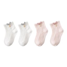 SYGA Set of 2 Cotton Solid Socks - White &Pink-82