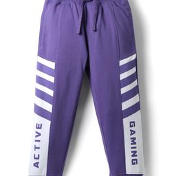 Pine Kids Cotton Knit Full Length Striped Lounge Pant - Purple-image-54