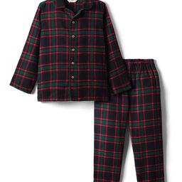Primo Gino 100% Cotton Flannel Fabric Full Sleeves Checkered Co-ords Night Suit - Red & Green-image-14