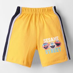 Taeko Single Jersey Knit Knee Length Shorts With Sesame Street Graphics - Yellow-image-16