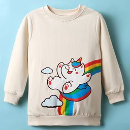 BUMZEE Looper Knit Full Sleeves Cartoon Printed Sweatshirt - Cream-image-92
