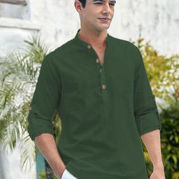 Vida Loca Band Collar Cotton Straight Slim Fit Short Kurta-picture-36