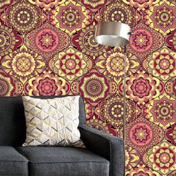ArtzFolio Printed UV-Resistant Anti-Bacterial Vintage Arabic Indian Motifs Peel & Stick Wallpaper-image-74