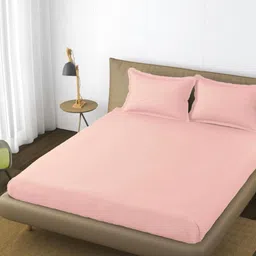 Trance Home Linen Peach-Coloured 400 TC King Bedsheet with 2 Pillow Covers-image-55