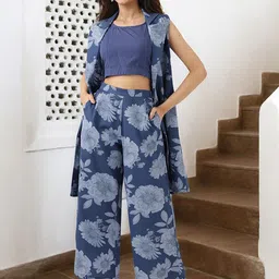Ishin Printed Pure Cotton Top Shrug & Trousers Co-Ords-picture-10