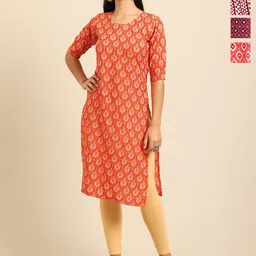 Anouk Rustic Women Pack Of 4 Ethnic Motifs Printed Kurtas-image-82