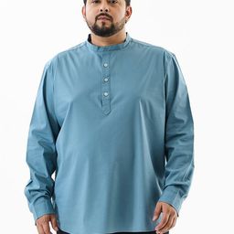 Snitch Plus Size Band Collar Roll-Up Sleeves Straight Kurta-55