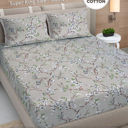 Myntra Elegant Homes Grey & White 300 TC Cotton King Bedsheet Set 2.70 m x 2.70 m-image-27