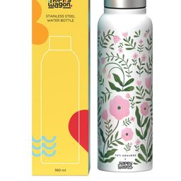 happywagon White & Green Printed Stainless Steel Bird Vines Water Bottle- 980ml-15