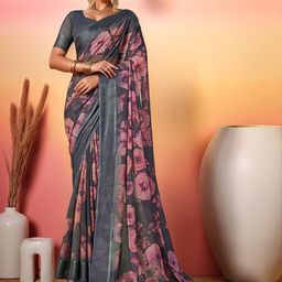 TIRA Floral Printed Poly Chiffon Saree-image-29