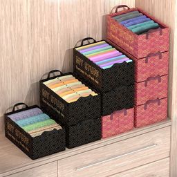 Kuber Industries Maroon 10 Pieces Printed Foldable Drawer Organisers-25