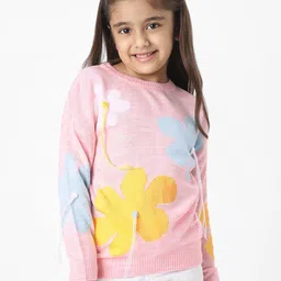 Nauti Nati Girls Floral Pullover with Applique Detail-image-88