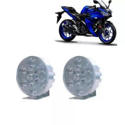 Cartronics 9 LED Small Round Auxiliary Bike Fog Lamp Light Assembly White for Yamaha YZF R15 S-27