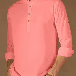 Fifth U Men Peach Kurta-image-66