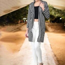 IUGA Women Checked Longline Shrug-48