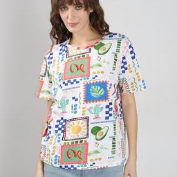 Vero Moda Women Conversational Printed Round Neck Cotton Relaxed Fit T-shirt-image-51