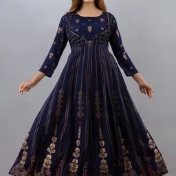 Jaipurite Ethnic Motifs Printed Gotta Patti Anarkali Kurta-picture-14