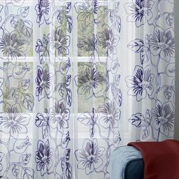 Parda Online White & Violet Set of 2 Floral Sheer Door Curtain-4
