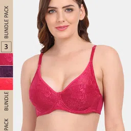 Amour Secret Pack Of 3 Underwired & Non-Padded Push-Up Bra-image-77