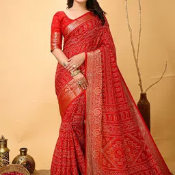Panzora Printed Zari Bandhani Saree-picture-32