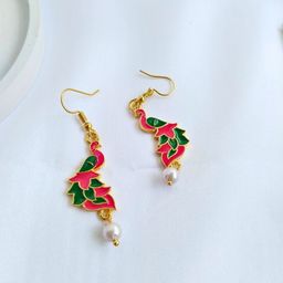 Sangria Gold-Plated Meenakari Drop Earrings-29
