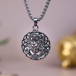 P. R. PRINTS Silver-Plated Stainless Steel Hanuman Face Pendant With Chain-50