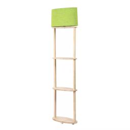 Sanded Edge Wood, Cotton Green Pablo 3 Tier Floor Lamp in Solid & Natural Wood Color-78