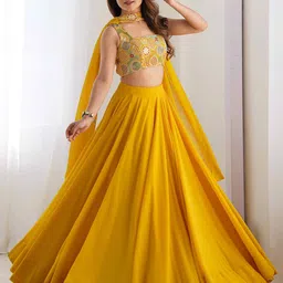 TextileNow Embroidered Thread Work Ready to Wear Lehenga & Blouse With Dupatta-picture-17
