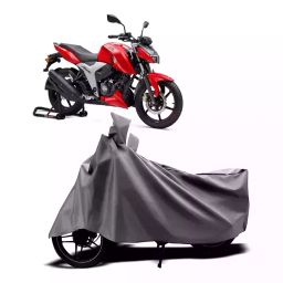 Auto Pearl Two Wheeler Cover with Bag for TVS Apache, Silver-image-72