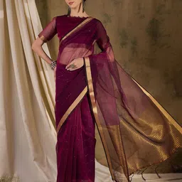 SHADOW & SAINING Woven Design Zari Organza Banarasi Saree-picture-24