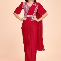 HARIOM FASHION Red Lycra Sarees-image-69