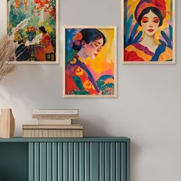 Kotart Orange & Blue 3 Pieces Wooden Traditional Wall Arts-picture-5