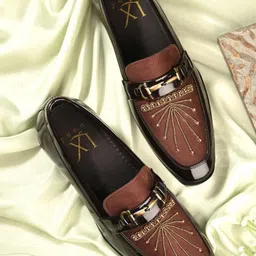 DODA Men Brown Printed Slip-on Loafers-image-59