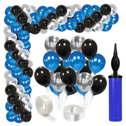 Zyozi Black Silver Blue Metallic Balloon Garland Arch Kit - 78 Pieces-20